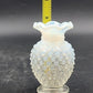 Fenton Moonstone Hobnail Clear White Opalescent Bud Vase 3.75" Ruffle Edge Vtg