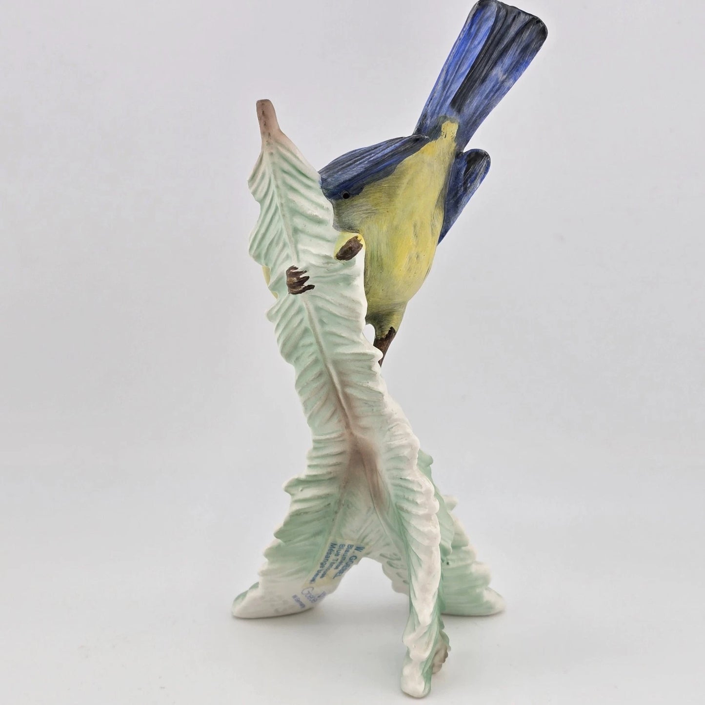 Goebel Blue Titmouse Bird on Branch Figurine 1970s W Germany Porcelain Matte 6"