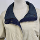 Pacific Trail Woman's Coat Beige Jacket w/ Navy Blue Trim & Lining No Hood Small