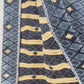 Long Blue Upholstery Table Runner 112x18 Heavy Fabric Tan Pattern
