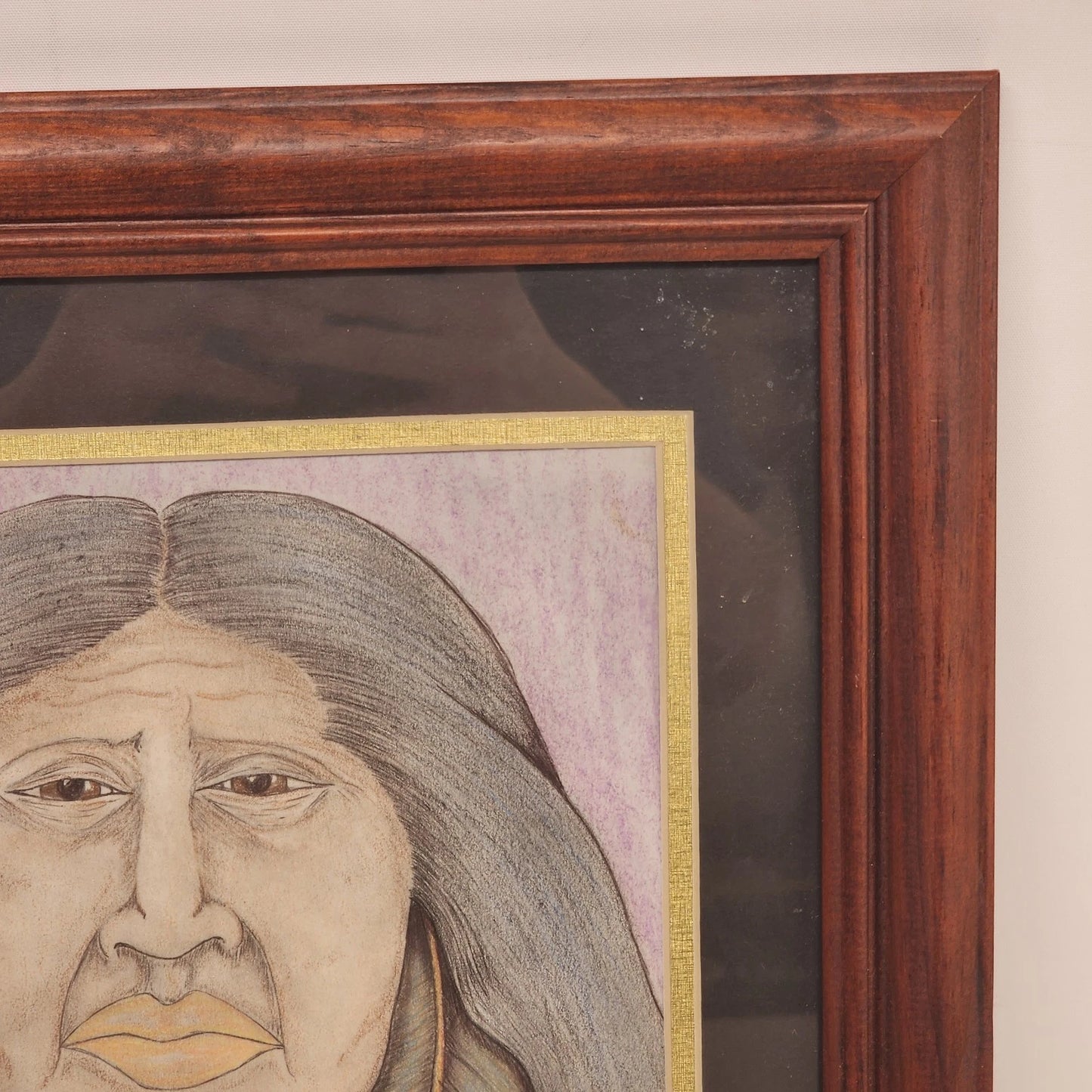 Bruce Heckel Pencil Drawing Native American Feather Earring Signed Art