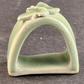 3 Thai Celadon Ceramic Green Butterfly Pattern Vintage Oval Napkin Rings