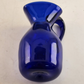 Cobalt Blue Glass Pitcher Heart Shaped Trimmed Rim Handle Vintage Unbranded