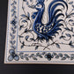 Outeiro Agueda Rooster Ceramic Tile Hand Painted Blue Azulejo Forrado Portugal
