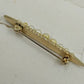 Gold Tone Bar Shaped White Faux Pearl Lapel Pin Brooch 2"Roll over Clasp