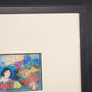 Asian Lady in Flower Shop Art Print 7x5" White Matted Black Wood 20.5"x19" Frame