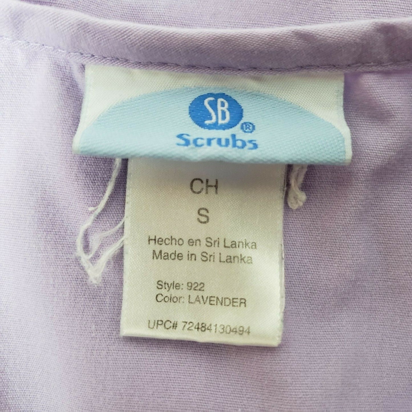 SB Scrubs Womens Lavender Scrub Top Small V Neck 3 Pocket Uniform
