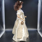Ben Franklin Porcelain Bride Doll Brunette Blue Eyes Satin Lace Gown 21" Vintage