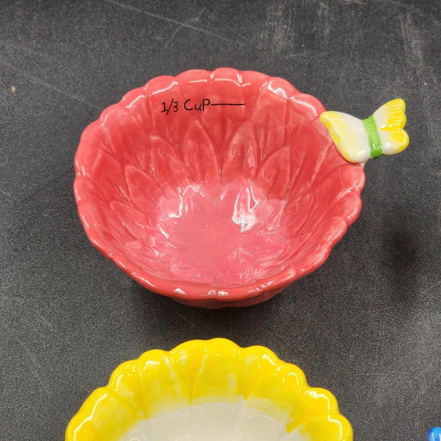 Cupcakes & Cartwheels Ceramic Butterfly Measuring Cups Nesting Set Flower Shape