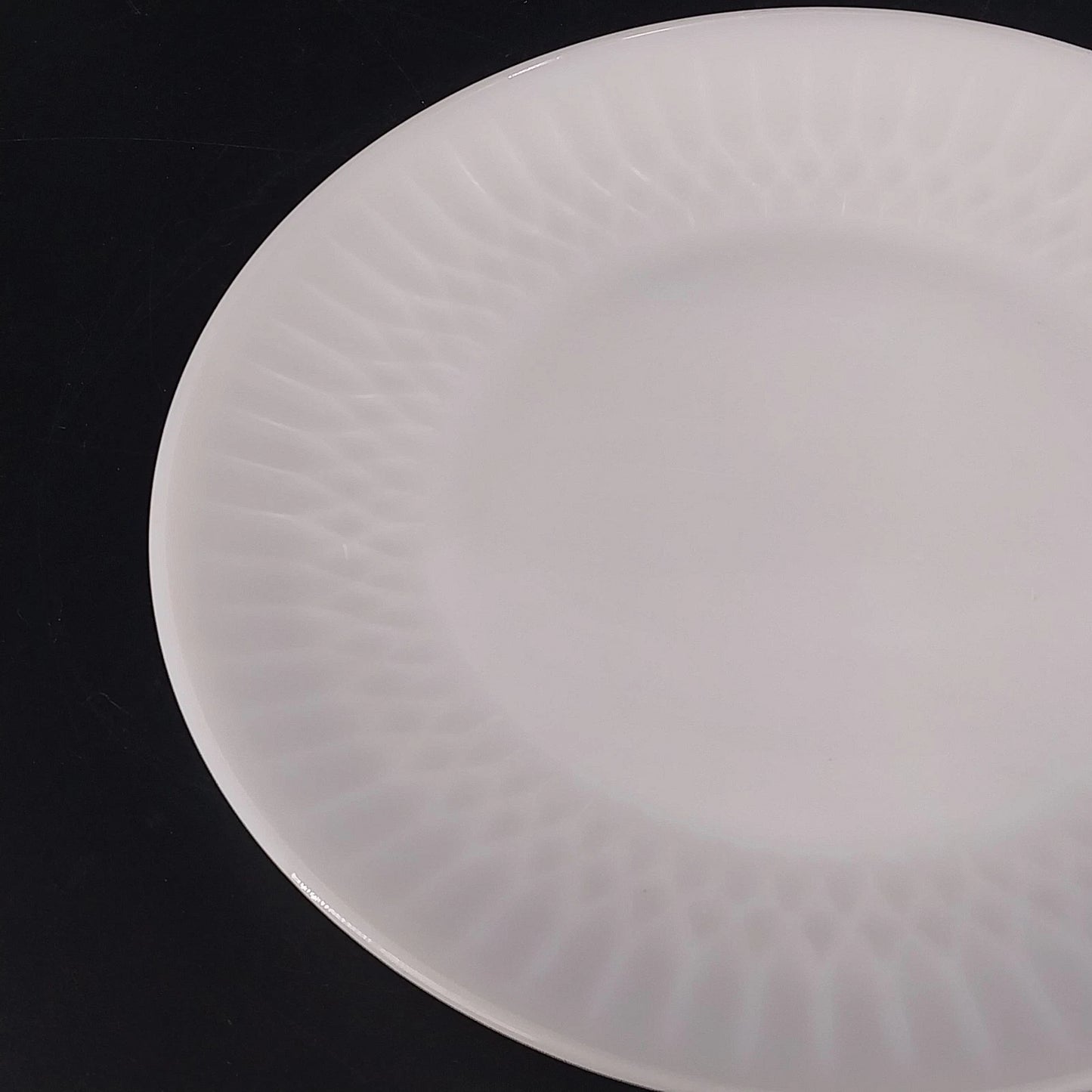 Federal Milk Glass Snowden 10" Dinner Plate White Textured Rim Oven Ware USA