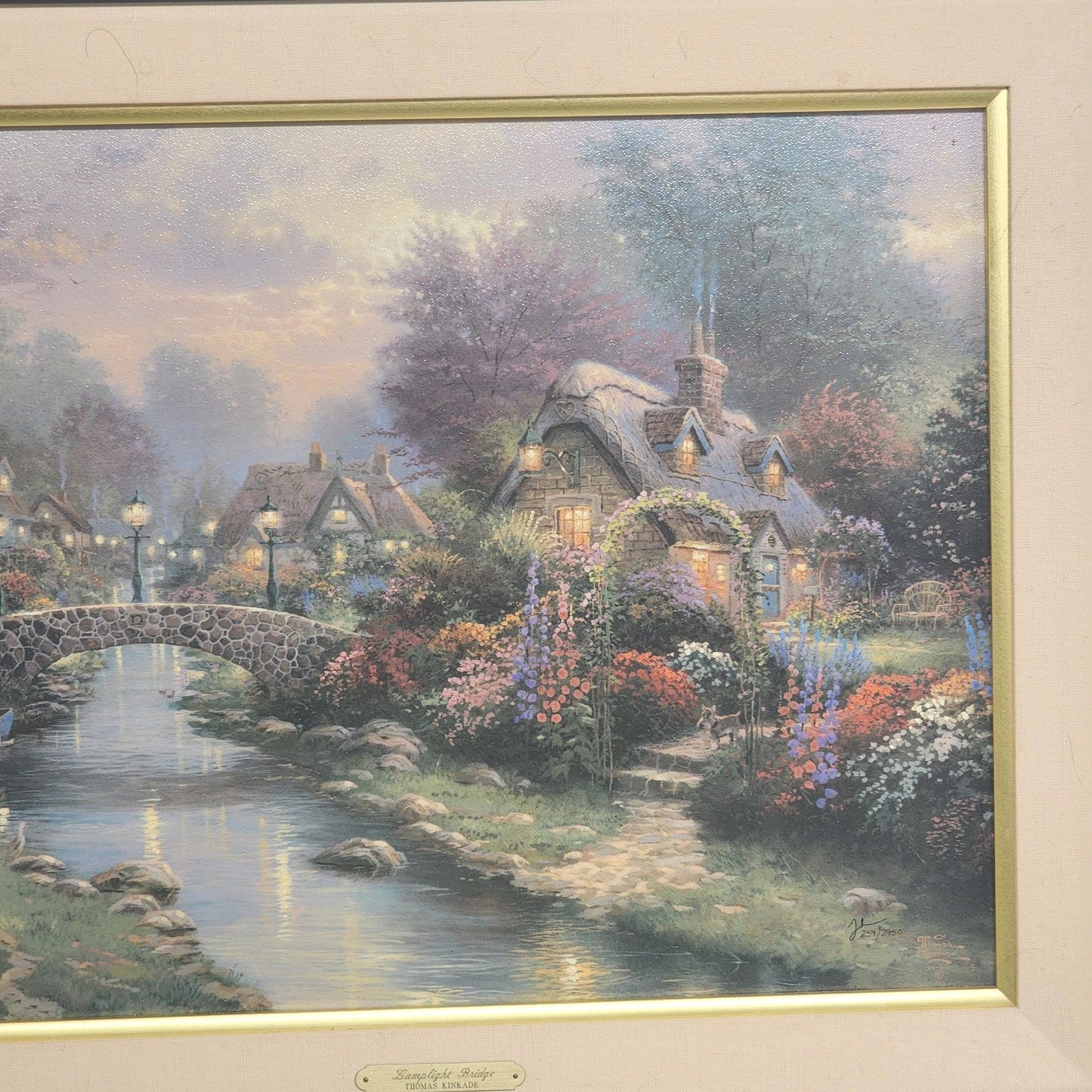 Thomas Kinkade Lamplight Bridge Ltd Edit Canvas 20x16 Hand-Highlighted 259/2950