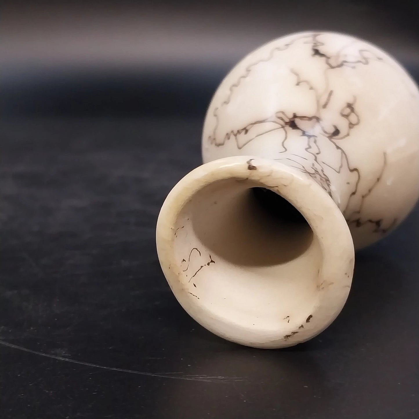 Vail Signed Horsehair Pottery Mini Bud Vase Cream Black 3" Southwestern