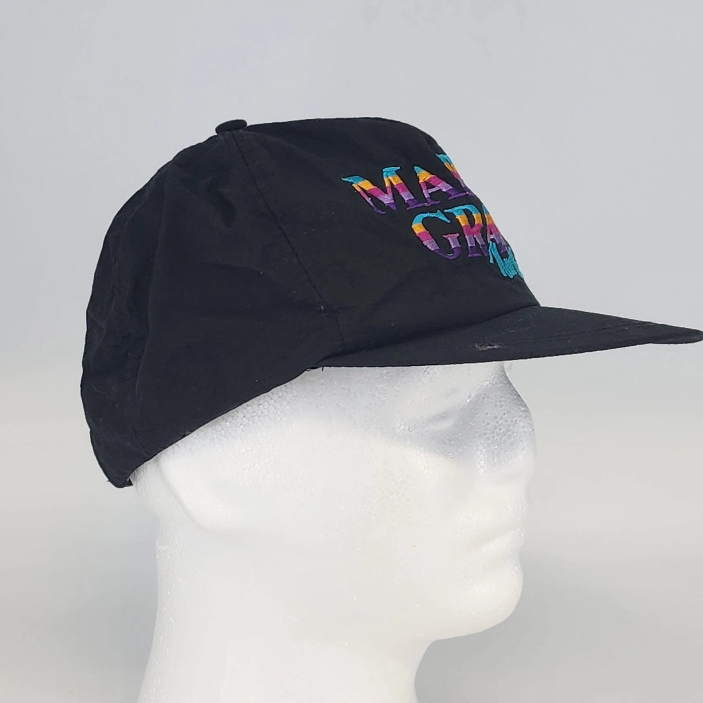 Sun Products Mardi Gras Snapback Hat 1980s Black Nylon