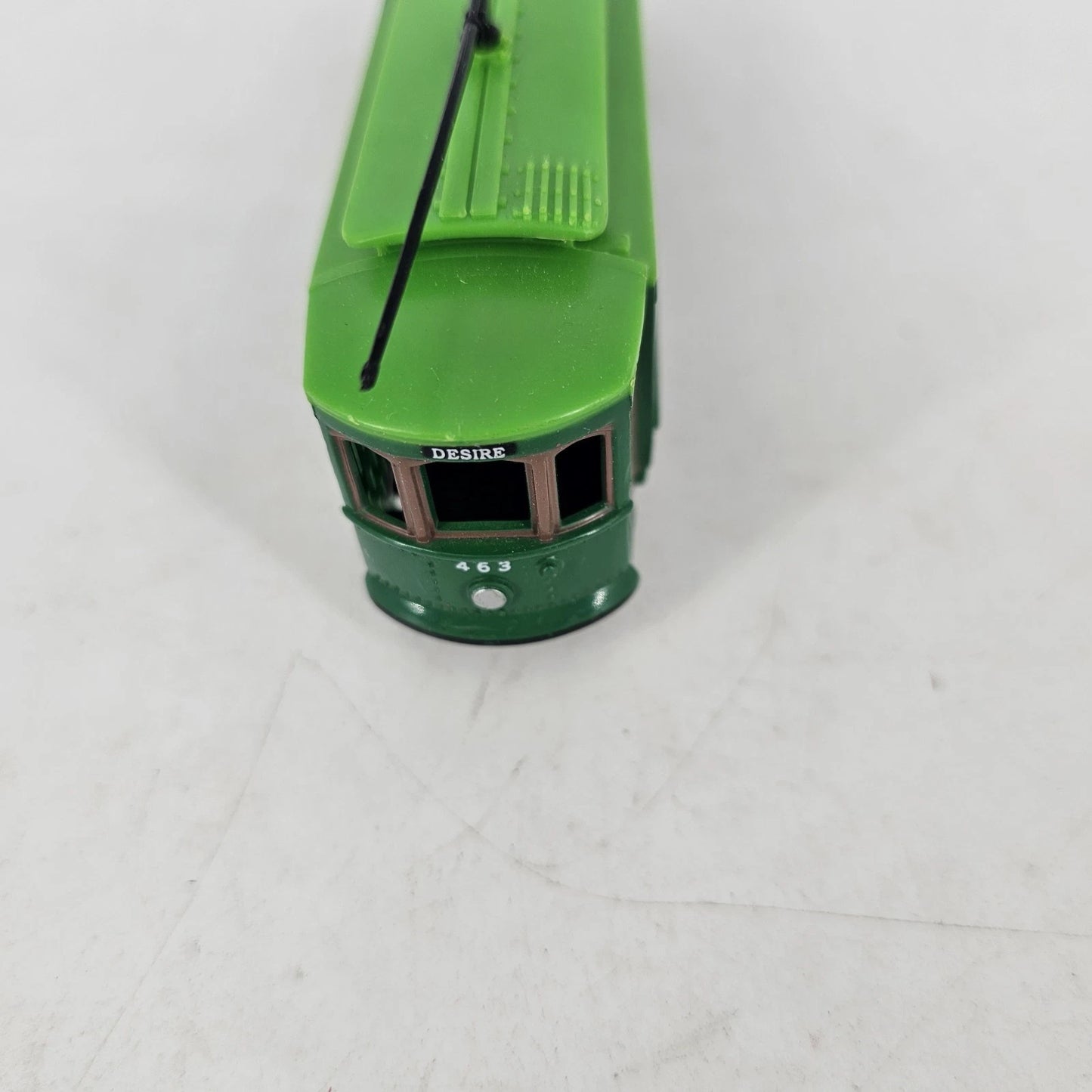 Desire Street Streetcar Toy Figure Train Green Plastic Trolley 5.5" Long Vintage