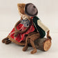 Two Fransapt Burlap Dolls Kissing on a Log Alpine Bavarian Vintage 8" x 6" x 4"