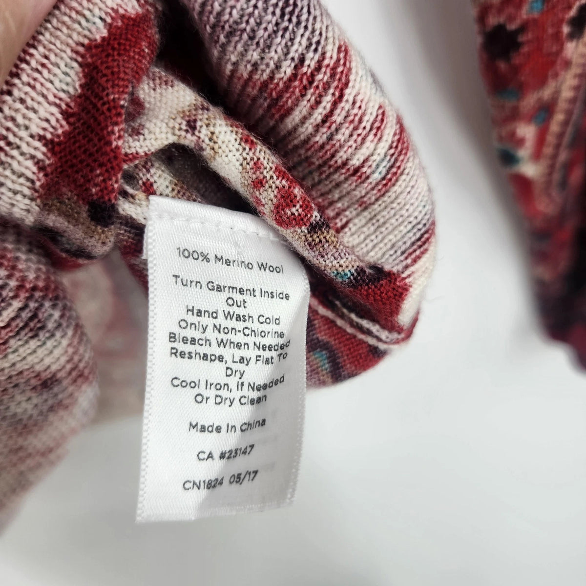Talbots Petites Women's MP Opulent Paisley 100% Merino Wool Sweater Red Burgundy
