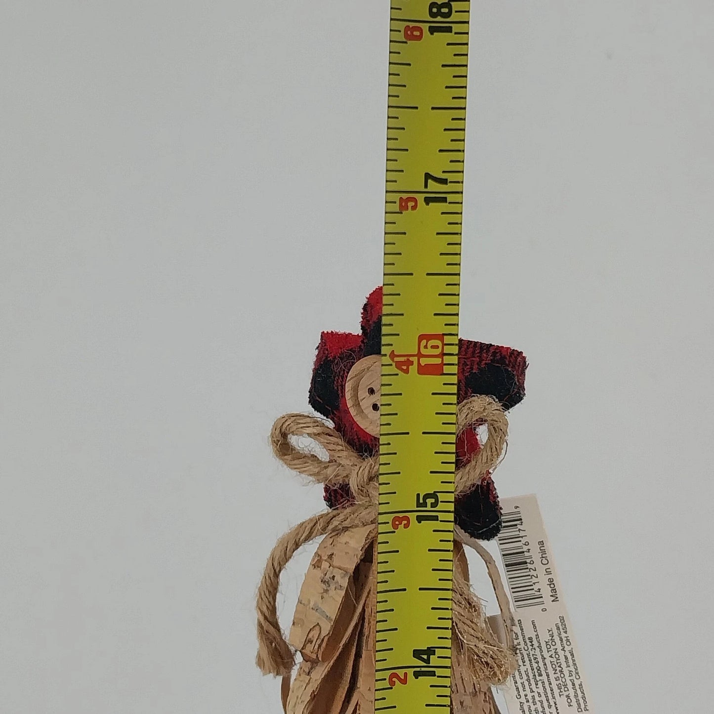 Holiday Home Shaved Cork Loop Tabletop Christmas Tree Star Bow 16.5" Plaid Top