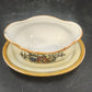 Porcelain Gravy Boat w Underplate 4.5" Floral Cream Orange Gold Trim Japan