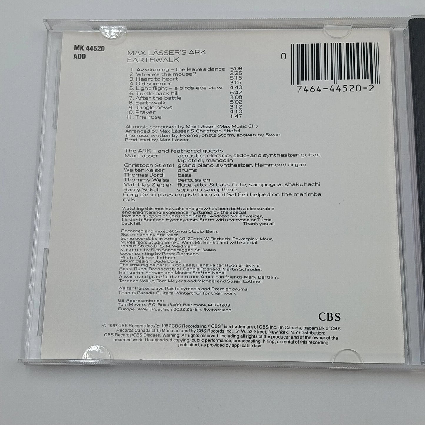 Max Lässer's Ark Earthwalk CD 1987 CBS New Age Ethnic Fusion MK 44520