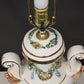 Italian Capodimonte Deluxe Large Table Lamp Raised Images Pleated Scallop Shade