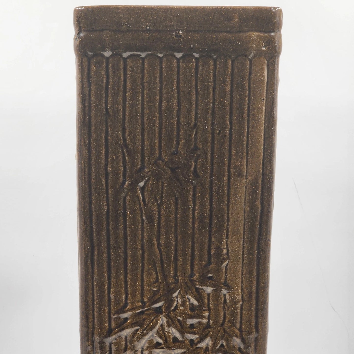 Terracotta Pottery Umbrella Stand 21" Tall Hand Painted Glazed Garden Planter