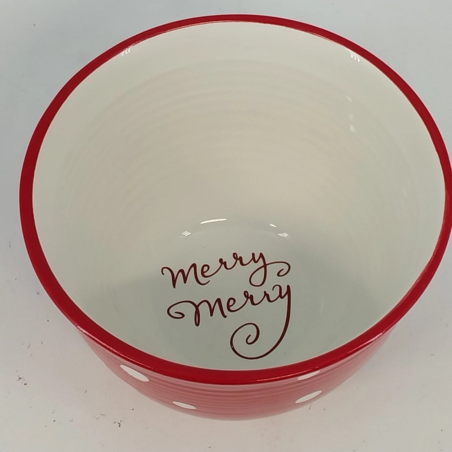 Hallmark Red Polka Dot Ceramic Mixing Bowl Farmhouse