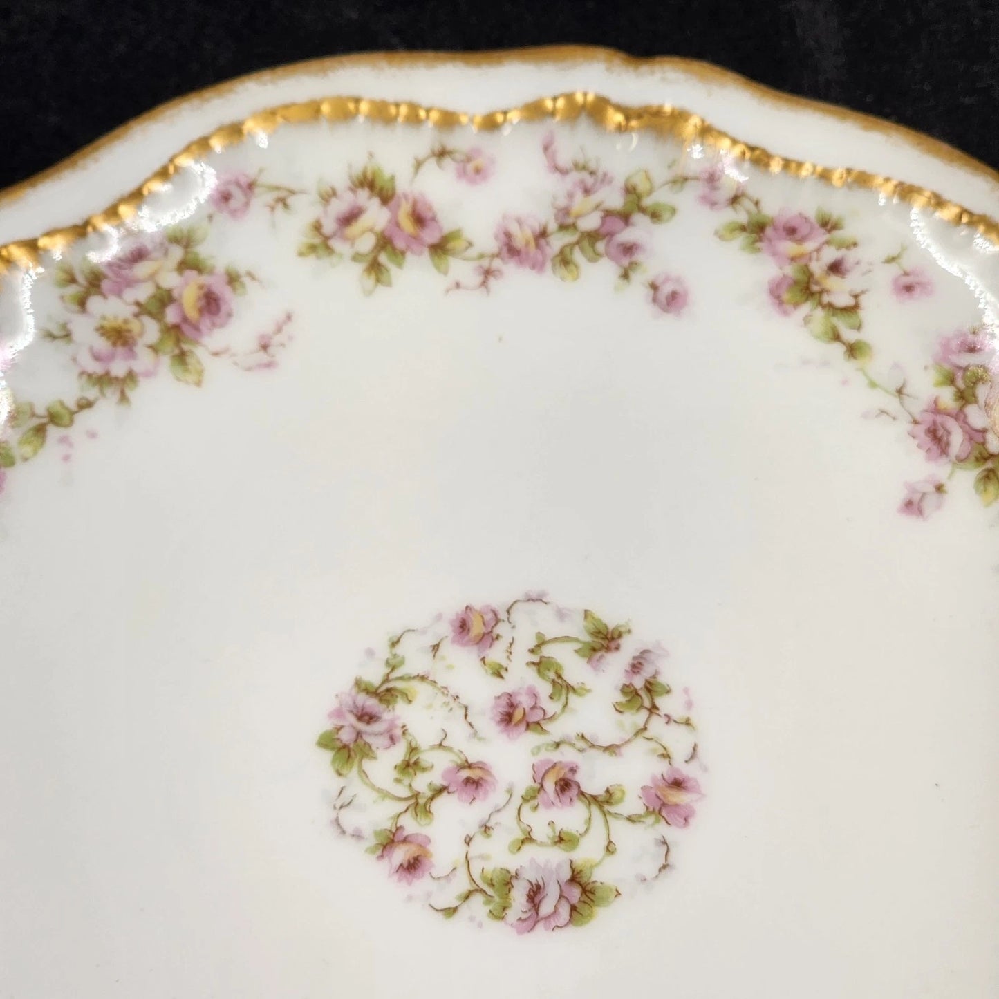 2 Limoges Coupe Salad Plates 7" Schleiger 844 Pink Rose Theodore Haviland France
