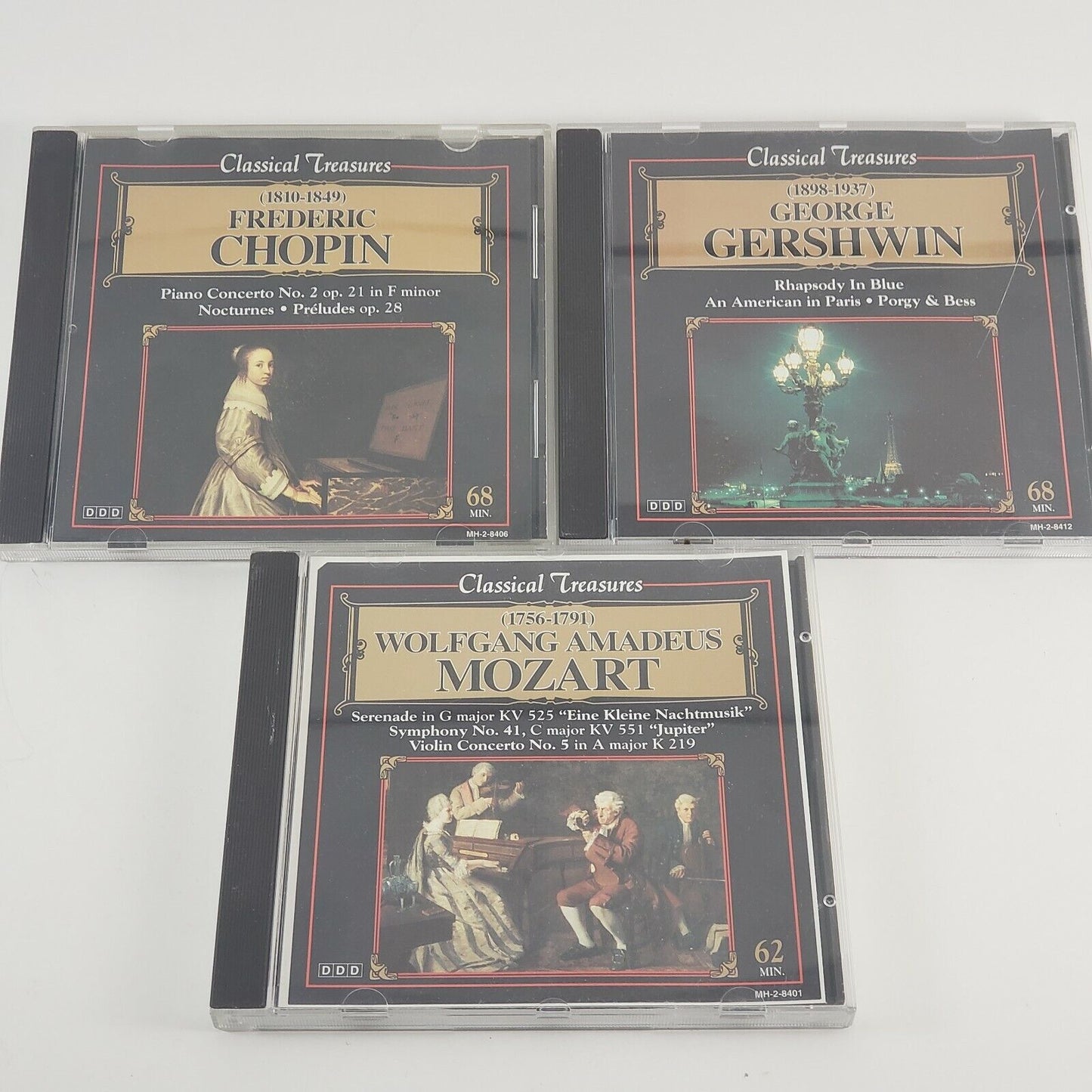 3 Classical Treasures CD's Frederic Chopin George Gershwin & Wolfgang Mozart