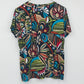 Laura Ashley Women's Blouse Multicolor Abstract Floral Print V Neck Top M