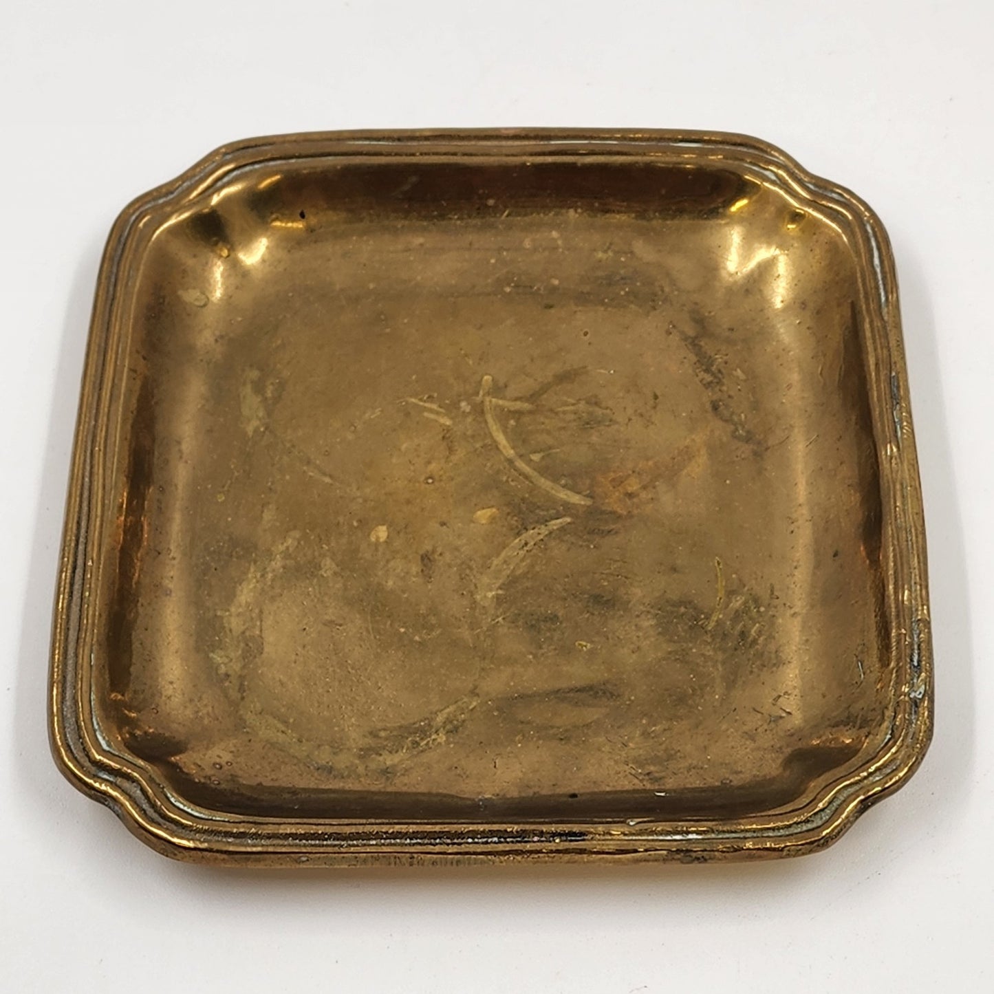 Italian Square Serving Wall Gold Plate Solid Cast Brass 6" with Double Rim Edge