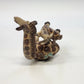 Studio Pottery Giraffe Family Figurine Brown Speckled 7" Artist Marked