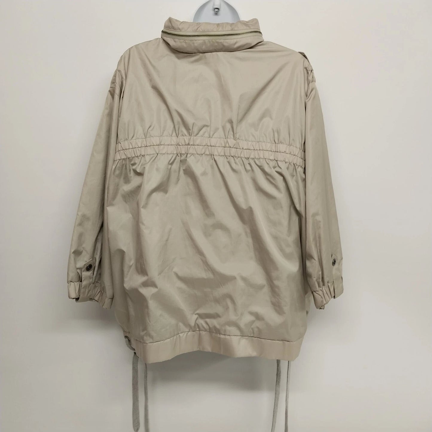 Eddie Bauer Women’s Jacket XXL Beige Hooded Zip Front 3/4 Sleeve Lightweight