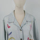 White Stag Light Denim Jacket XL Floral Embroidery 100% Cotton