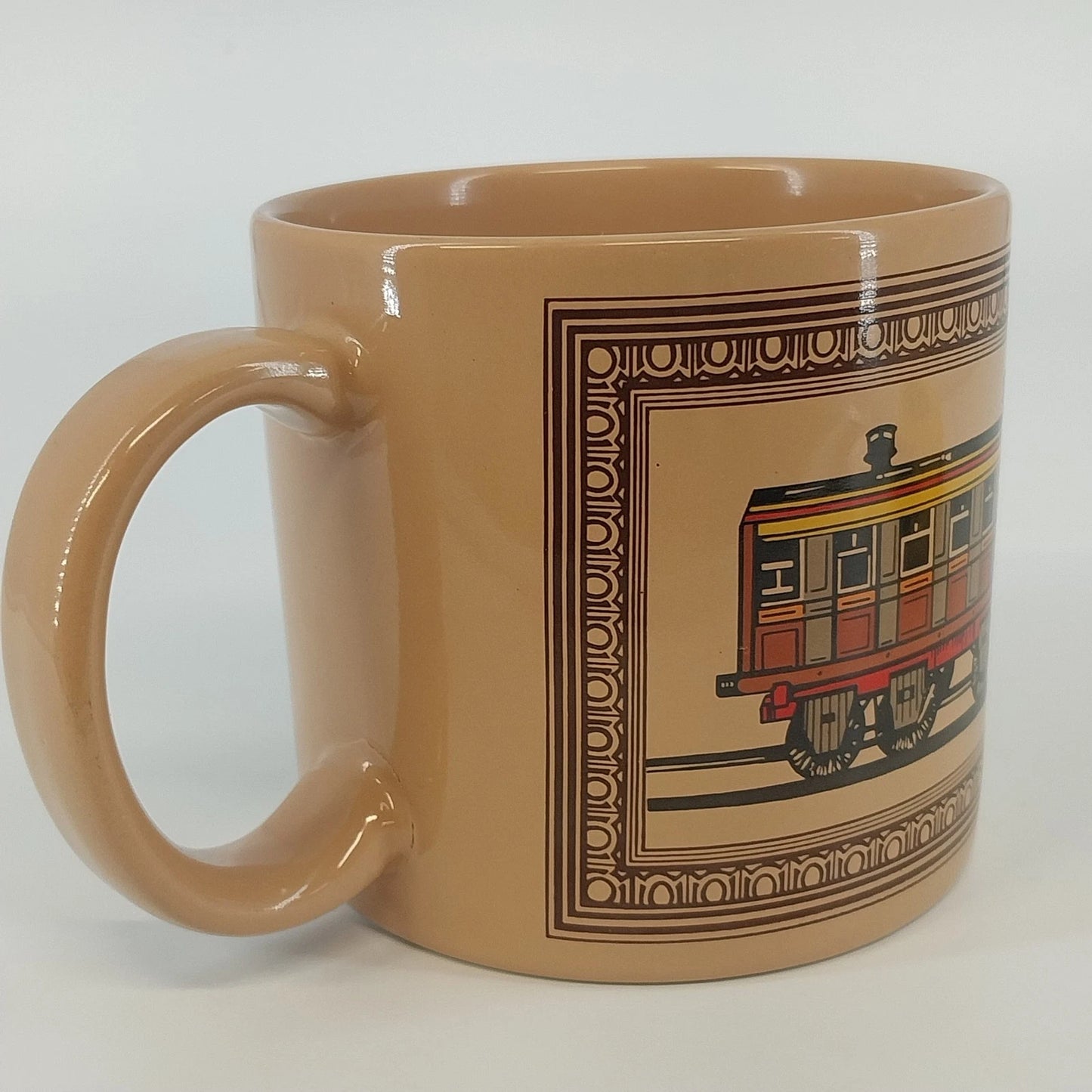 Chaps Railroad Steam Engine Train Coffee Mug Brown Ceramic Thailand Vintage