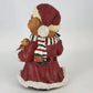 Resin Christmas Teddy Bear Figurine Red Coat Puppy & Tree 11" Holiday Ornament