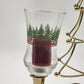 Homco Metal Christmas Tree 2 Votive Candle Holder Pine Tree Holly Berry Cups Vtg