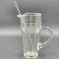 Etched Clear Glass Martini Pitcher 1 Qt w/ Stirrer Fused Handle 8"