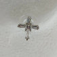 Silver Tone Cross Stud Earrings Clear Baguette Round Stones Religious Jewelry