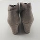 Taupe Suede Ankle Boot Women's Wedge Heel Round Toe Lace Up Booties Size 6
