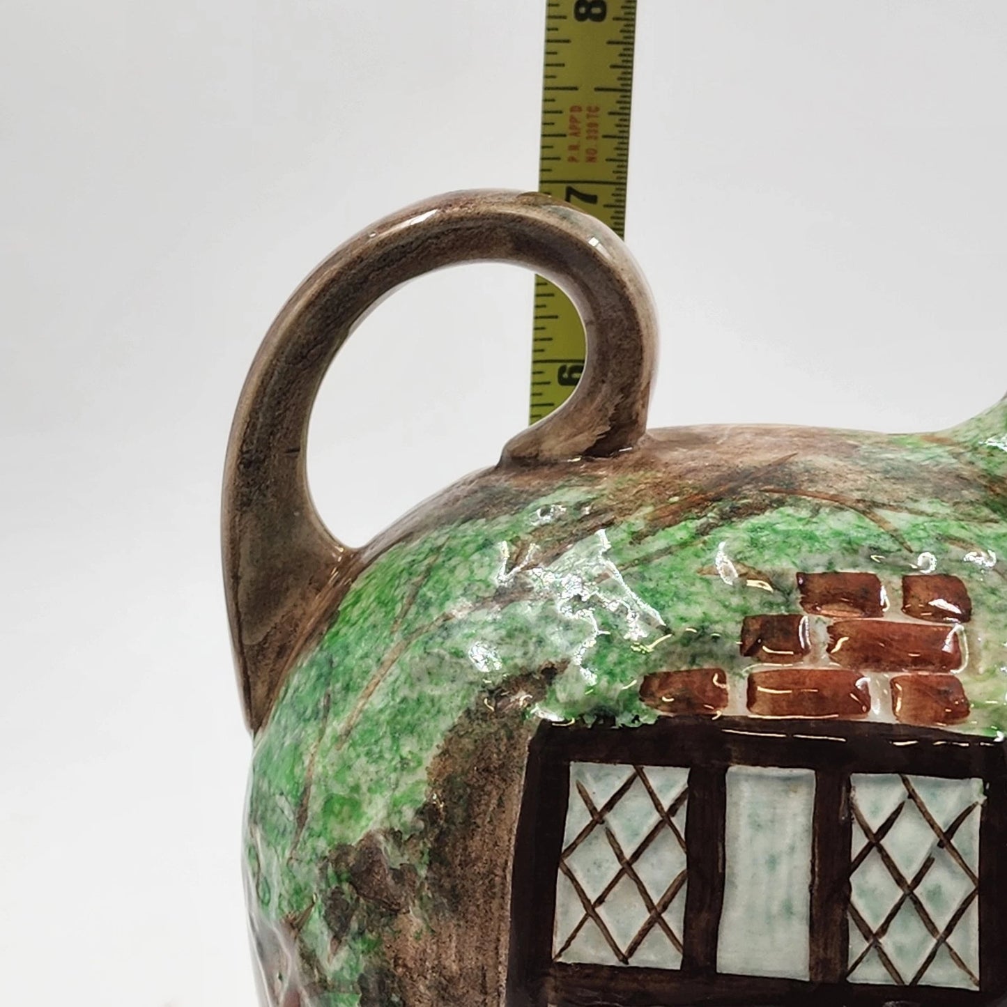 Radford Art Pottery Flagon Jug Hand Painted Wine Village Pub Scene England Vtg