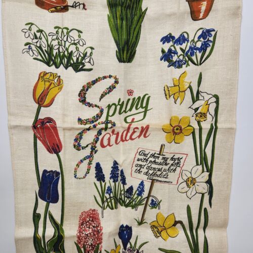 Wert by Hand Linen Tea Hand Towel Spring Garden Poem Wordsworth 30 x 17" England