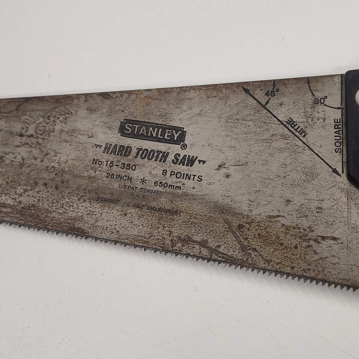 Stanley 15-350 Hard Tooth Saw 26" Crosscut Hand Saw 8 Point Vintage USA Tool