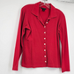 Vintage 90s The Limited Sweater Women’s L Red Button Front Collared Cotton Made in Korea