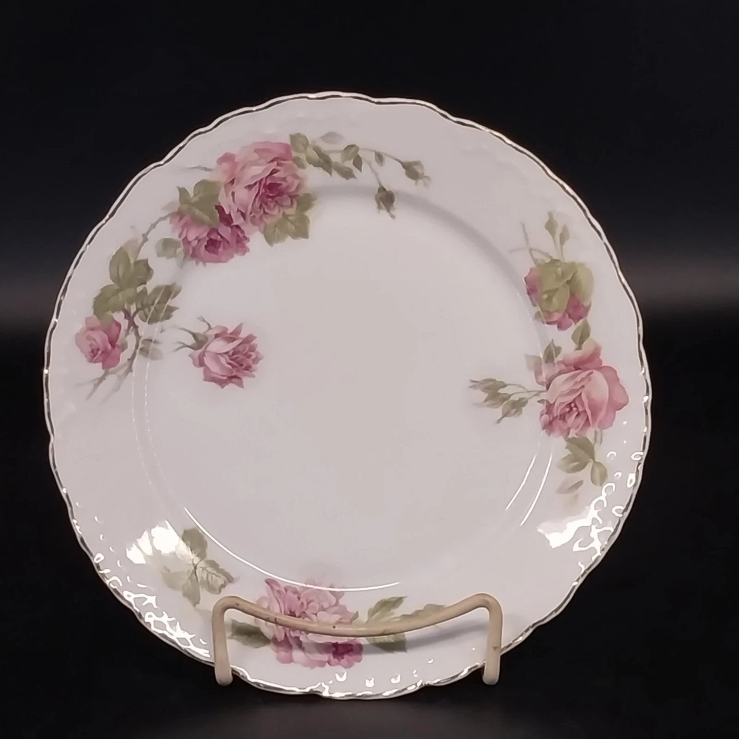 RC Monbijou Rosenthal Rose Bavaria Salad Plate Pink Floral Gold Scallop Germany