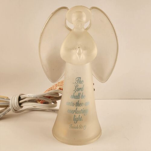 Avon Angel Accent Lamp Blessed Gift Collection Clear w Blue 9.5"T Isaiah 60:19