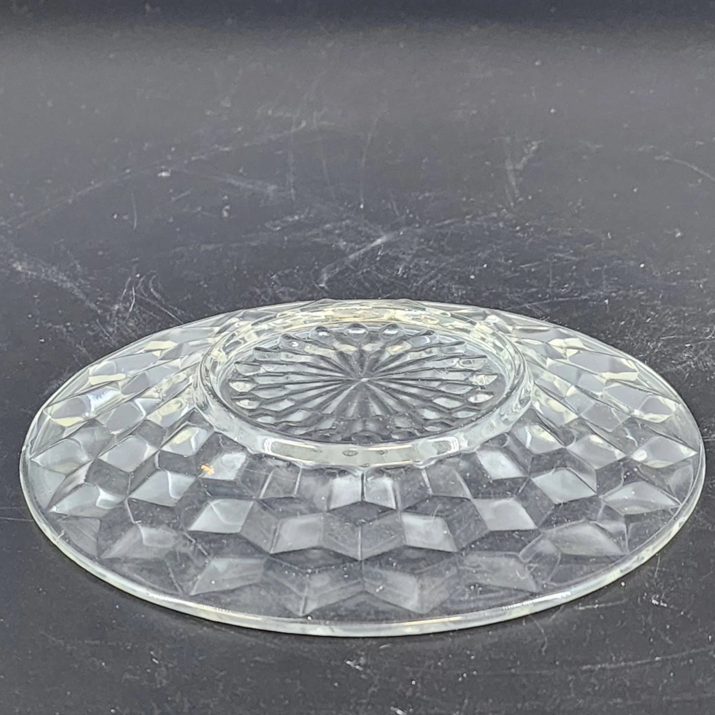 Vintage Jeannette Cube Pattern Bread Plate Clear Depression Glass 6 Inch