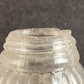 2 Antique Shakers Salt Mustard Jars Rough Glass Rosette Glass Clear Metal Lip