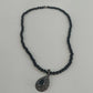 Vintage Sterling Silver Black Onyx Teardrop Necklace 16 Inch