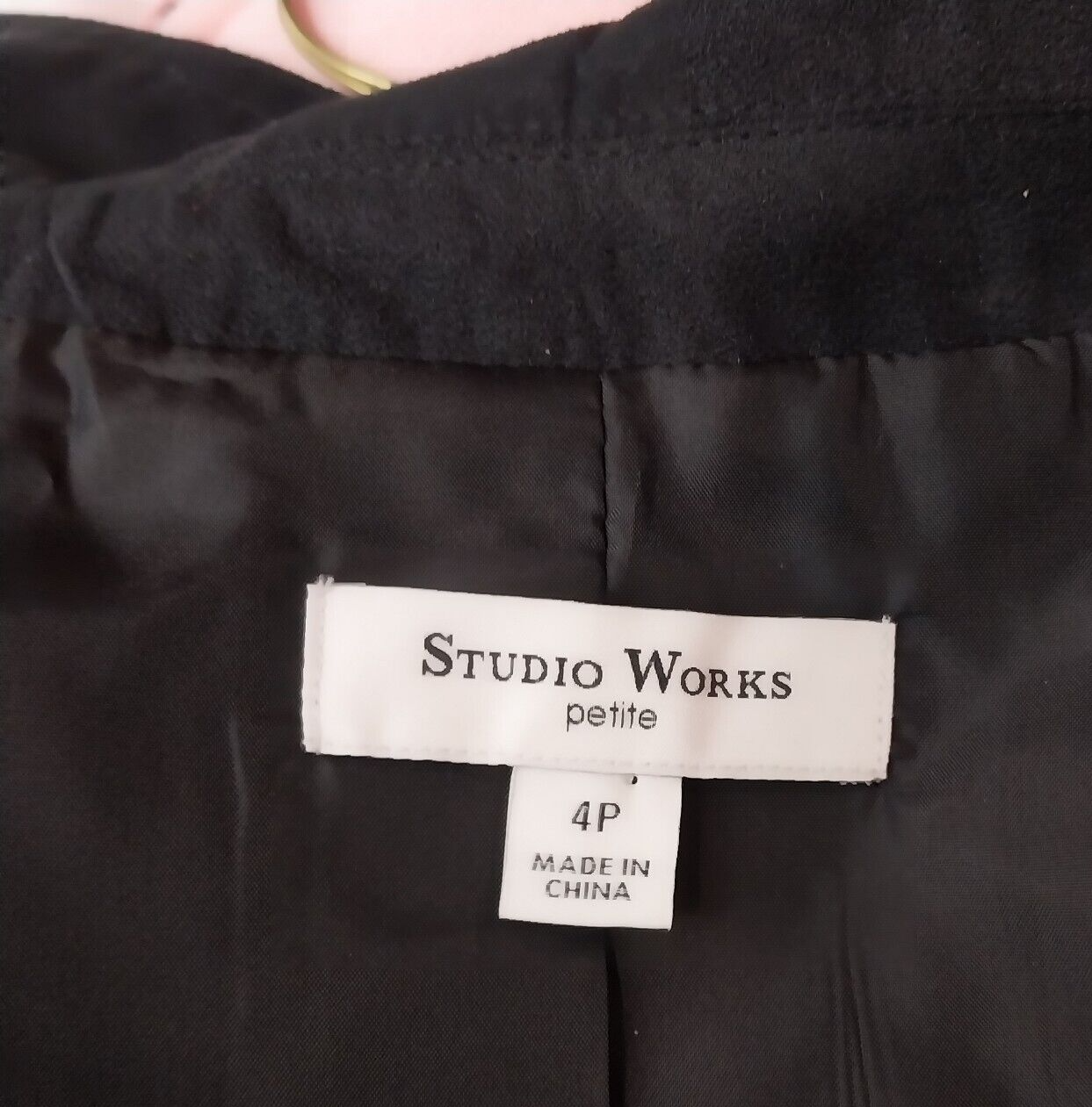 Studio Works Women's Black Zip Jacket Size 4P Lightweight Notched Collar