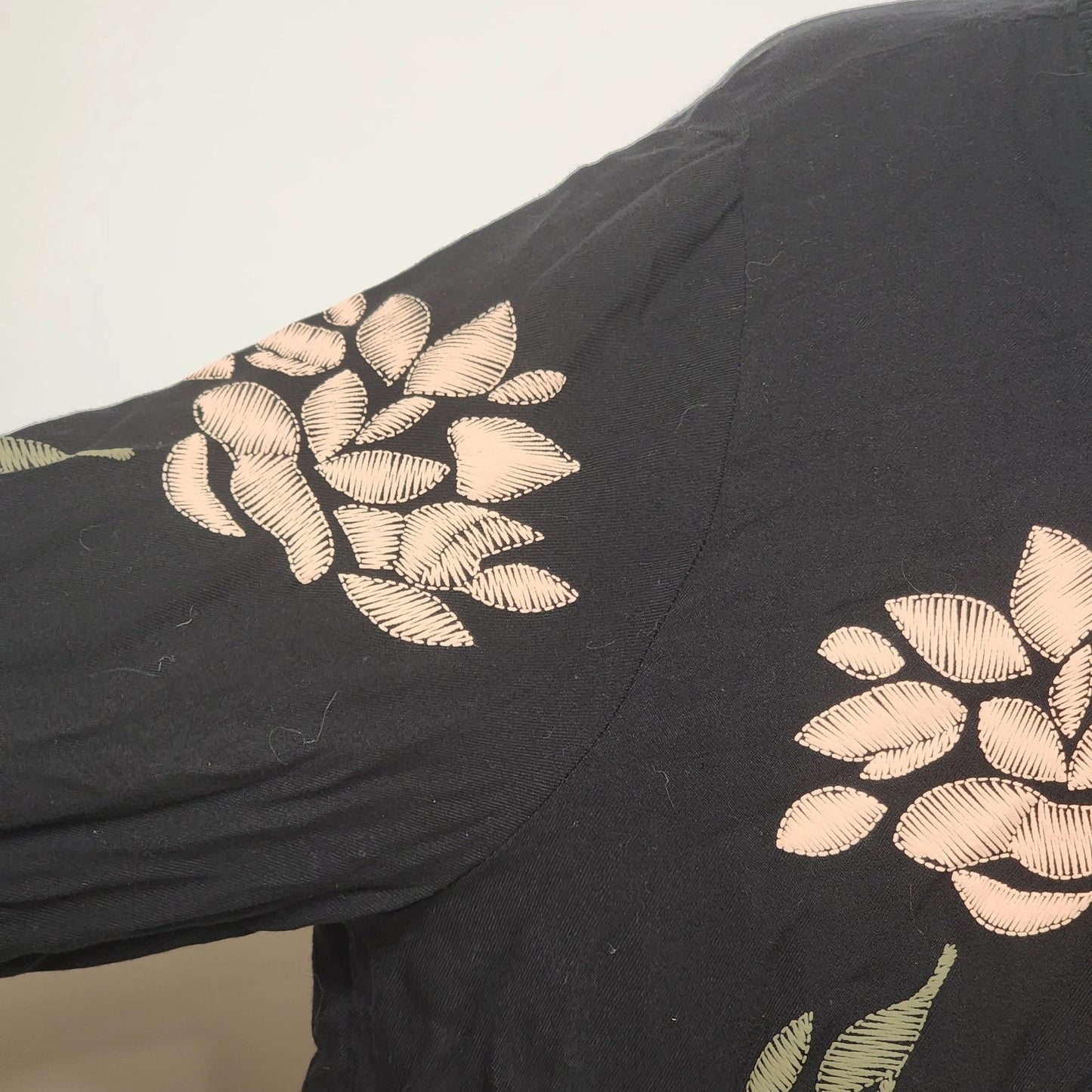 Living Doll Floral Zip Up Jacket XL Black Y2K Goth Fairy Top